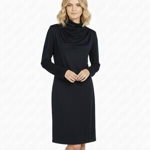 Lilli Diamond Vintage '60s Black Cowl Mock Neck Jerset Dress Size M